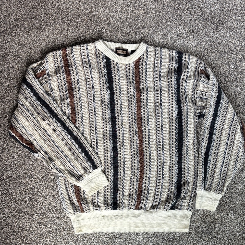 Bachrach Men's Crewneck Sweater - Cream, Brown, Black